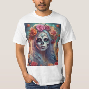 T-shirt Día de los Muertos Femme avec Rose