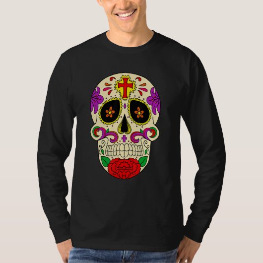 T-shirt Dia De Los Muertos Flower Flower Mask Skull (Devant)