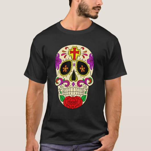 T-shirt Dia De Los Muertos Flower Flower Mask Skull (Devant)