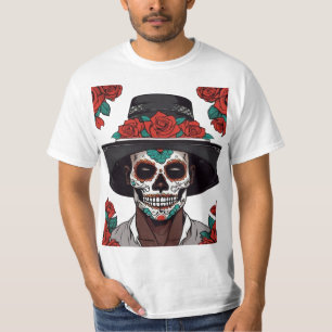 T-shirt Dia de los Muertos : Homme au crâne de sucre et Ro