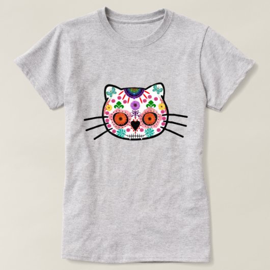 T-shirt Dia de los Muertos Kitten Chat Halloween (Design devant)