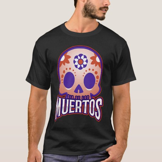 T-shirt Dia de los muertos Modern colourful Skull (Devant)