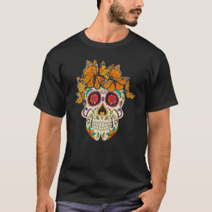 T-shirt Dia De Los Muertos Monarch Papillon Sugar Crâne