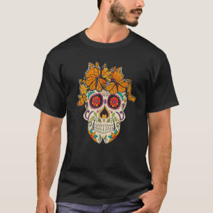 T-shirt Dia De Los Muertos Monarch Papillon Sugar Crâne