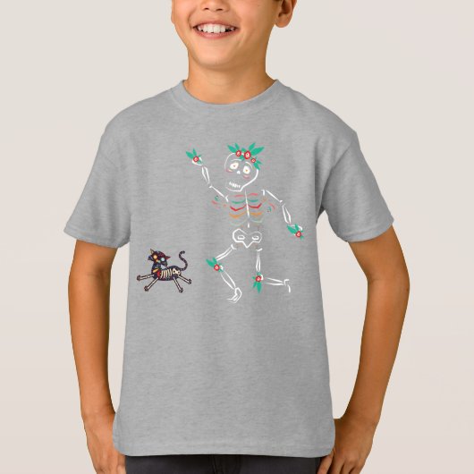 T-shirt Dia De Los Muertos Skeleton (Devant)