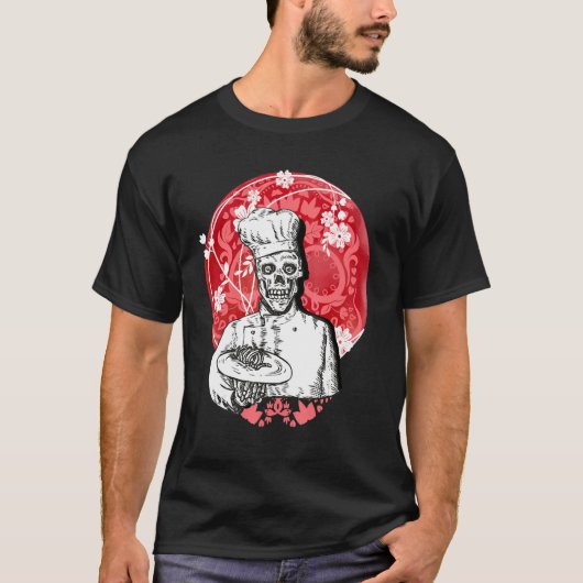 T-shirt Dia de los Muertos Skeleton Chef Sugar Skull Moon (Devant)
