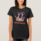 T-shirt Dia de Los Muertos Skeleton Playing Guitar and Acc (Devant)