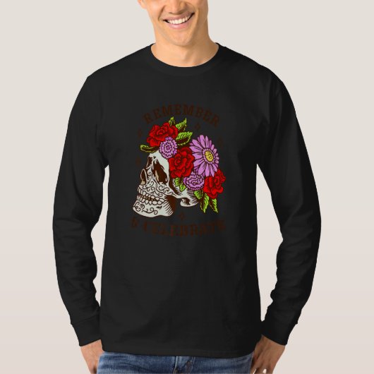 T-shirt Dia De Los Muertos Skull Mask Roses Premium (Devant)