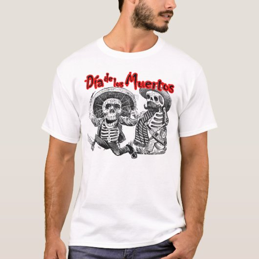 T-shirt Dia de los Muertos, squelettes avec la machette et (Devant)