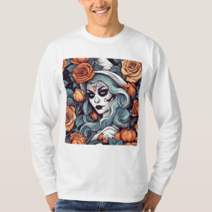 T-shirt Dia de los Muertos Witch & Floral Beauty