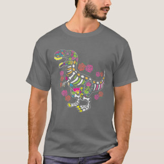 T-shirt Dia De Muertos Trex Crâne à sucre mexicain Hallowe