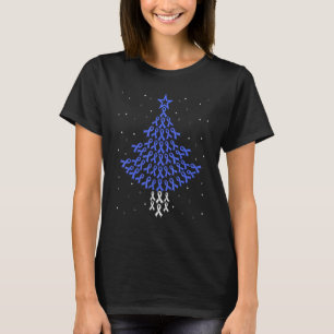 T-shirt Diabète Bleu Sensibilisation Ruban Arbre de Noël D