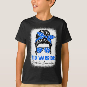 T-shirt Diabète de type 1 T1d guerrier ruban bleu diabète