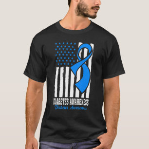 T-shirt Diabète Guerrier Bleu Ruban T1D Type 1 Diabète A