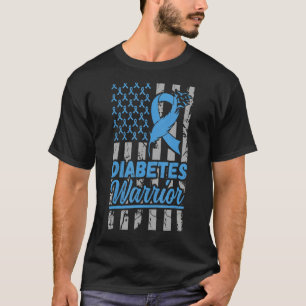 T-shirt Diabète humoristique Guerrier diabétique Bleu Ruba