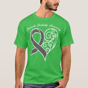 T-shirt Diabète juvénile Sensibilisation Coeur Ruban Cadea