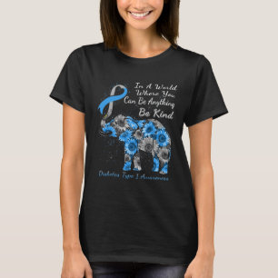 T-shirt Diabète Type 1 Sensibilisation Tournesol éléphant