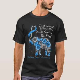 T-shirt Diabète Type 1 Sensibilisation Tournesol éléphant
