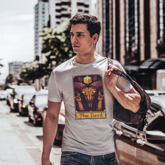 T-shirt Diable de carte Tarot Pixel