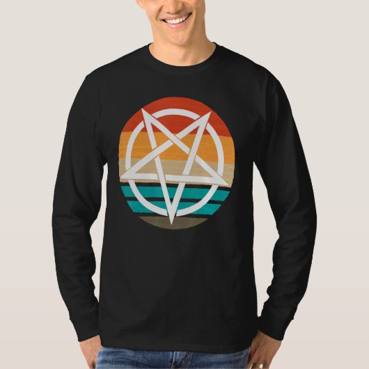 T-shirt Diable de pentagramme rétro 666 (Devant)