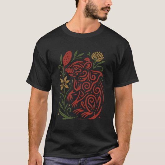 T-shirt Diable de Tasmanie tribal avec flore native (Devant)