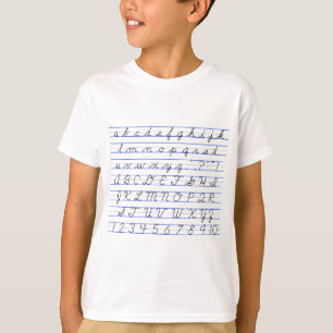 T-shirt Diagramme alphabétique anglais en écriture manuscr