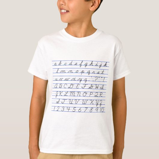 T-shirt Diagramme alphabétique anglais en écriture manuscr (Devant)