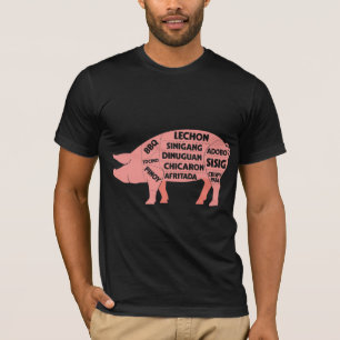 T-shirt Diagramme BBQ Porc Philippin Porc Coupes Viande
