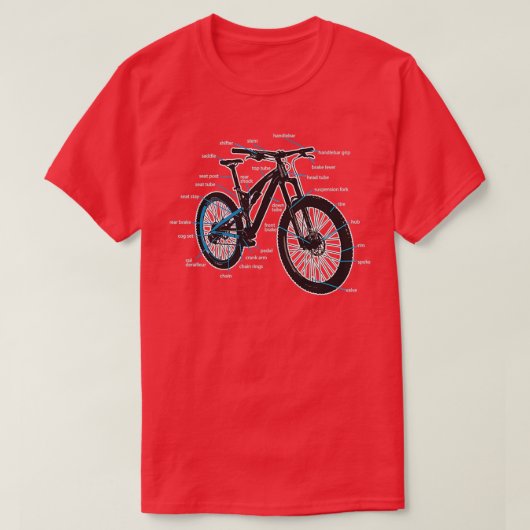 T-shirt Diagramme de vélo Parties d'un VTT (Design devant)