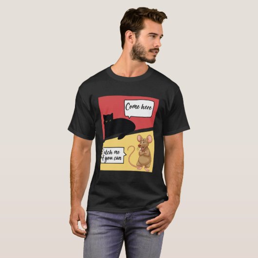 T-shirt Dialogue Drôle Entre Un Chat Et Une Souris (Devant entier)