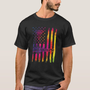 T-shirt Dialyse Nurse Us Drapeau Rein Dialyse Infirmière