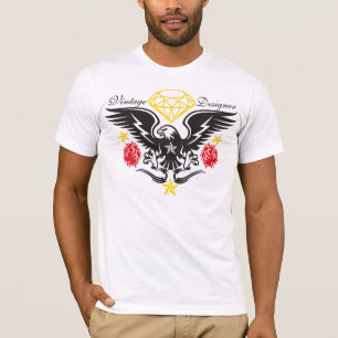 T-shirt Diamant, Eagle et roses vintages Tattoo.ai