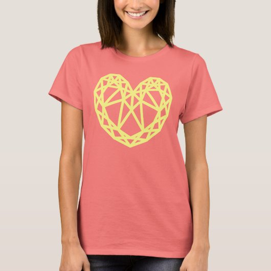 T-shirt diamant jaune en forme de coeur (Devant)