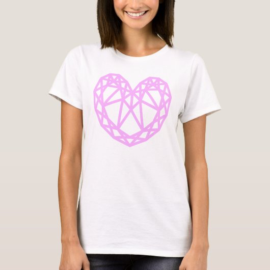 T-shirt diamant rose en forme de coeur (Devant)