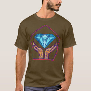 T-shirt Diamond Hands Pentagon Cross Hatline Art