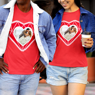 T-shirt Diamond Heart Couple Photo La Saint-Valentin Rouge