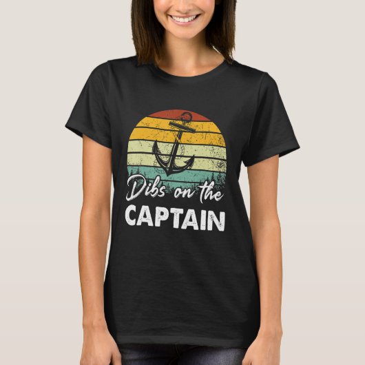 T-shirt Dibs On The Captain Captain Wife Summer Boat Vaca (Devant)