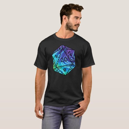 T-shirt Dice de donjon Dragon D20 Blue Tie Dye RPG Ga (Devant entier)
