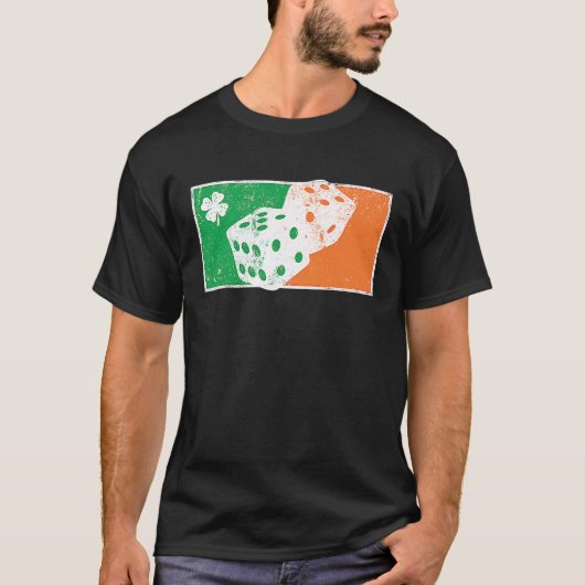 T-shirt Dice Game St Patrick's Day Irish Flag C Distressed (Devant)