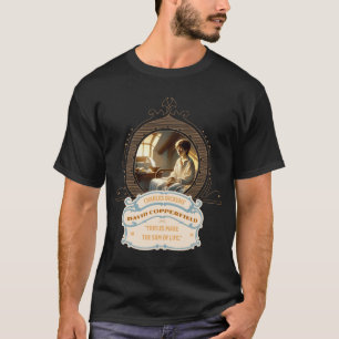 T-shirt Dickens Copperfield Citation Or Bleu