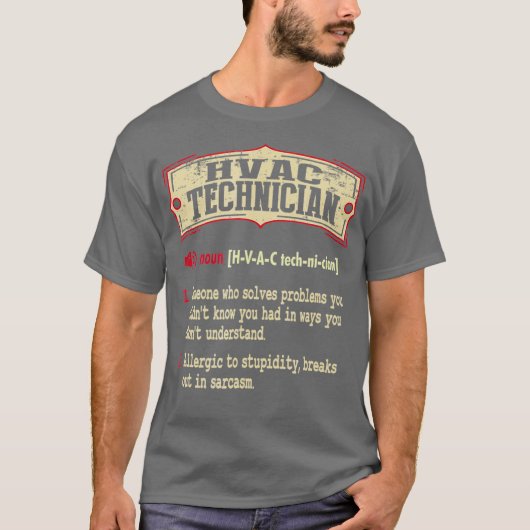 T-shirt Dictionnaire du technicien HVAC Terme Sarcastique (Devant)