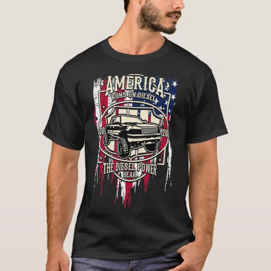 T-shirt Diesel Power America US Drapeau Truck (Devant)