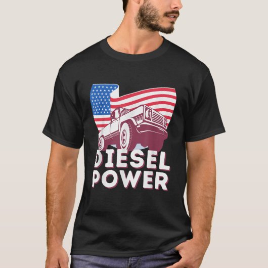 T-shirt Diesel Power American Flag Diesel Mécanique ramass (Devant)