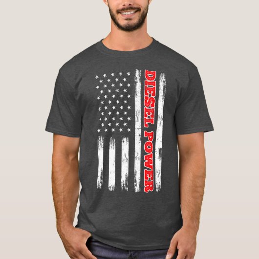 T-shirt Diesel Power American Flag Turbo Truck (Devant)
