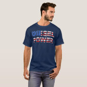 T-shirt Diesel Power USA Drapeau Turbo Diesels Trucs Roll (Devant entier)