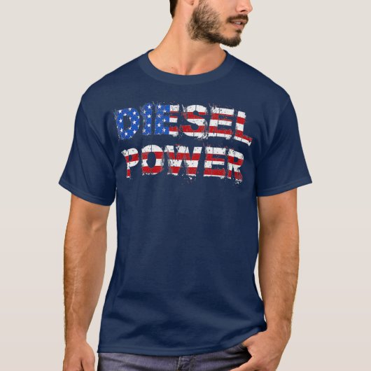 T-shirt Diesel Power USA Drapeau Turbo Diesels Trucs Roll (Devant)