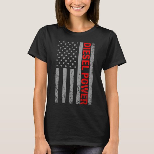 T-shirt Diesel Power Usa Flag Truck Turbo Brothers Mechani (Devant)