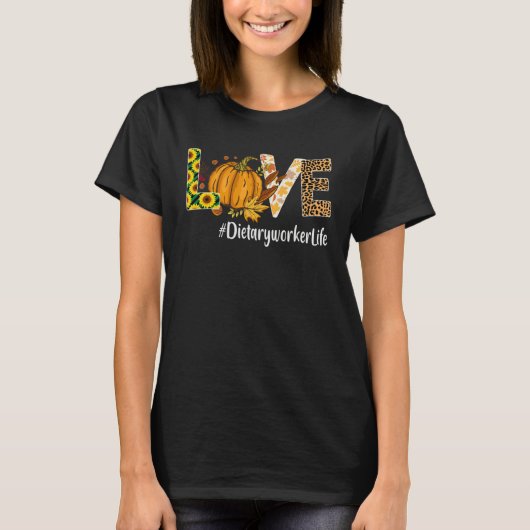 T-shirt Dietary worker Love Fall Pumpkin leopard Halloween (Devant)