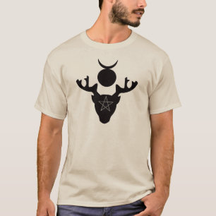 T-shirt Dieu à cornes Cernunnos, silhouette noire de