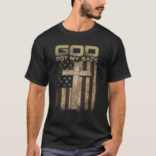 T-shirt Dieu a mon dos drapeau américain Christian Jesus V